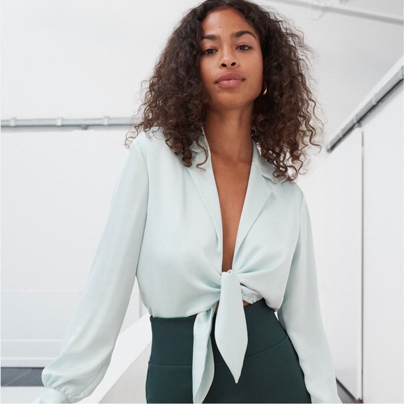 Babaton Tops - NWT | BABATON | Aqua Essence | Satin |Bodysuit Blouse | size L